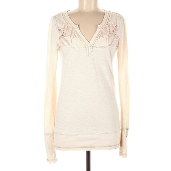 Free People Studded Stud Cuff Patchwork Henley - Picture 1 of 4